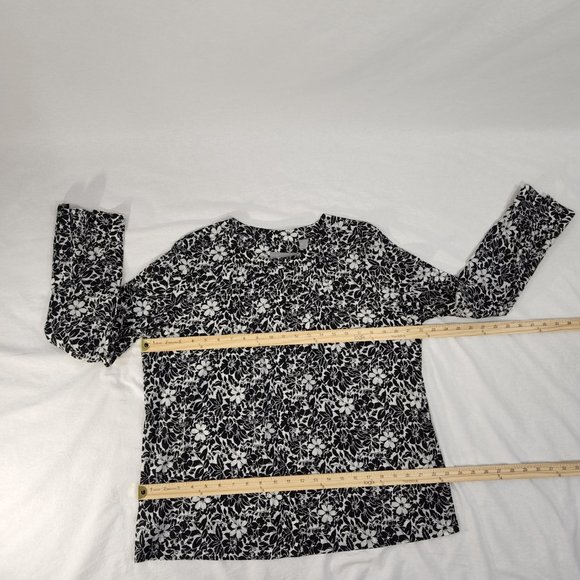 LIZ CLAIBORNE Flower Print Shirt Size L Black/White Color 100% Cotton Exc. Cond! - Picture 15 of 16